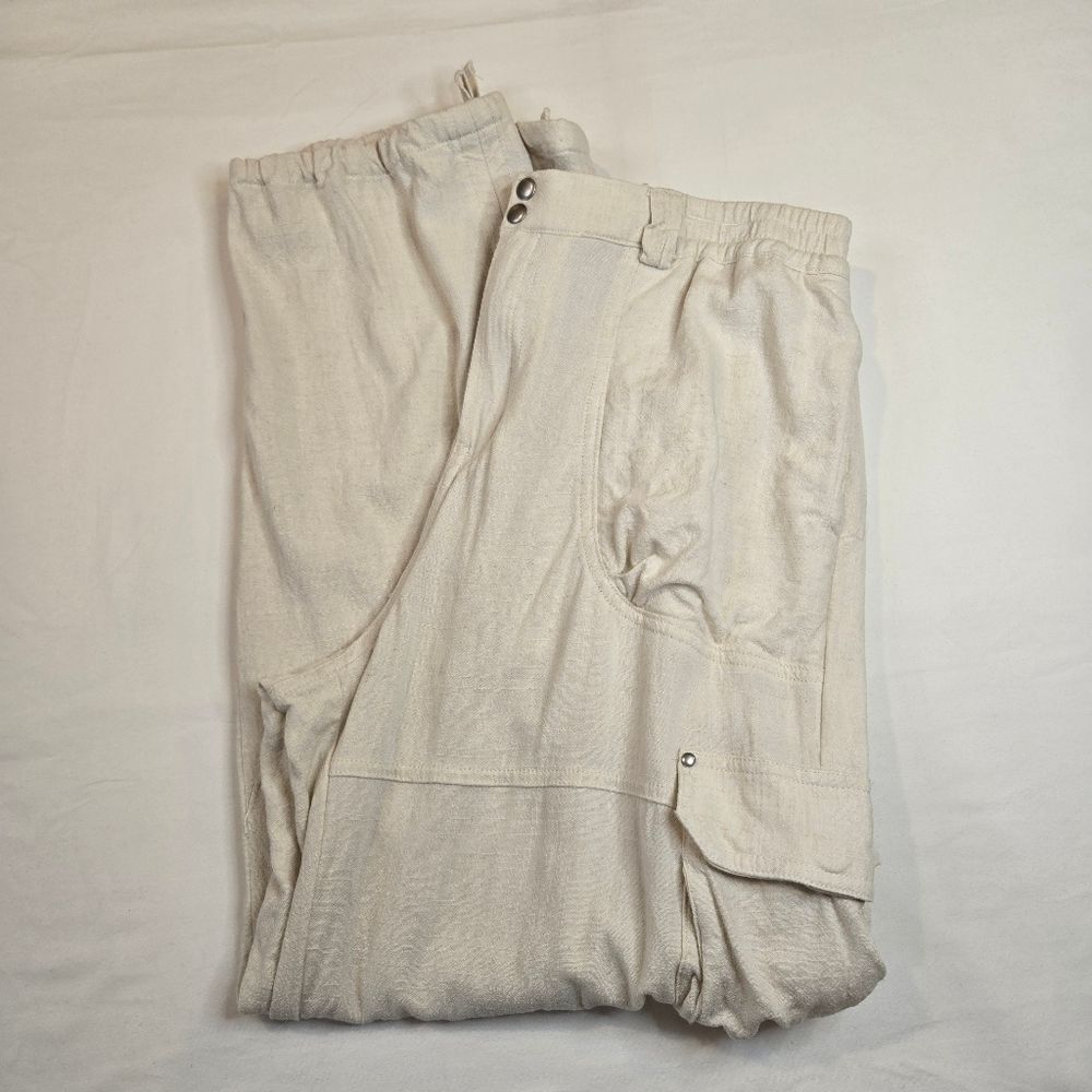 by Anthropologie Cargo Pants‎ Straight Leg Jogger Convertible Cinch Size S Cream